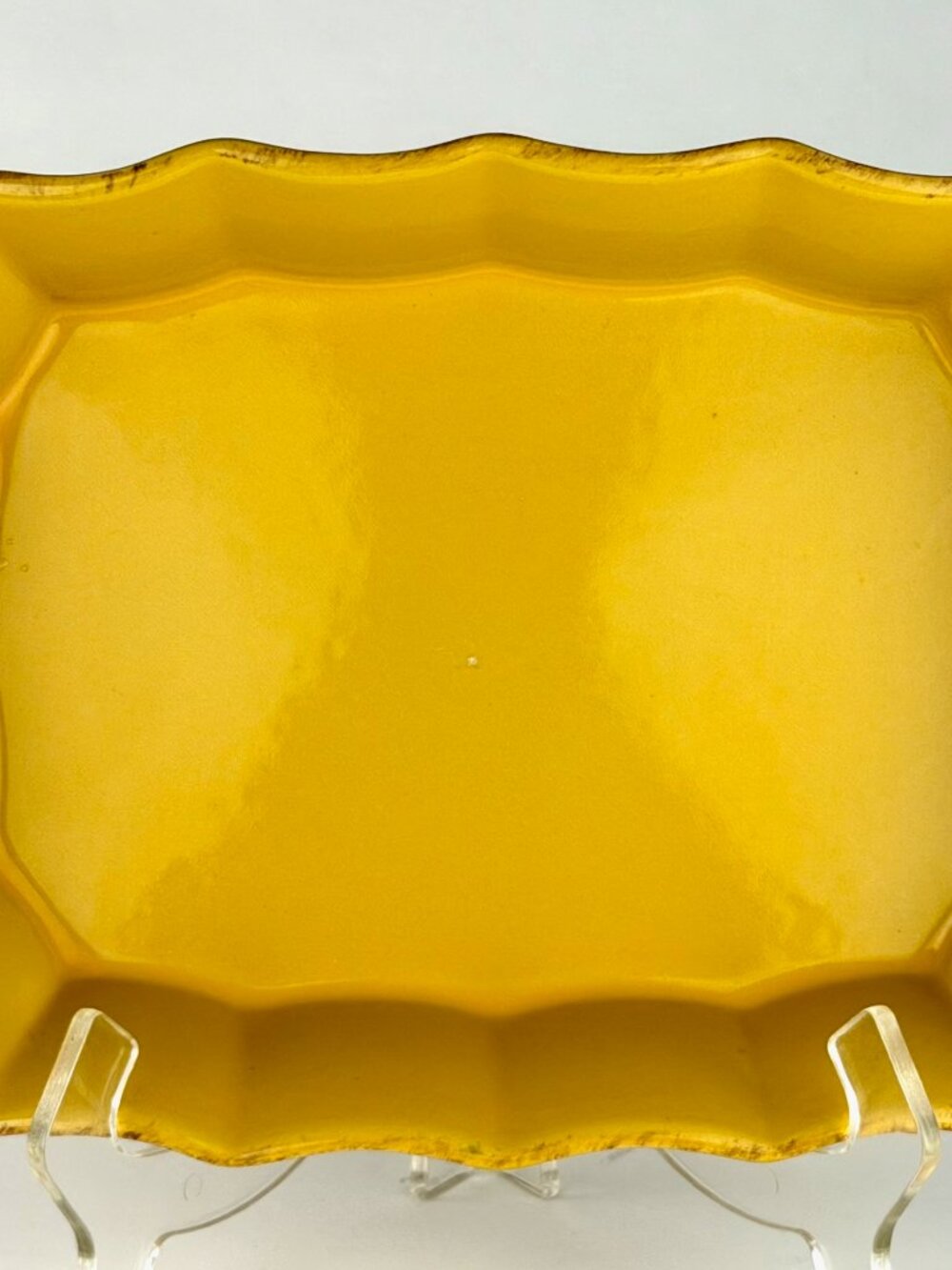 Vintage Cerutil Portugal Mustard Yellow Scalloped Stoneware Baking Casserole
